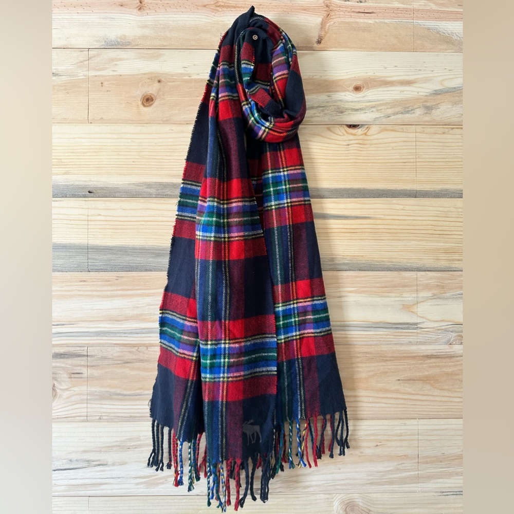 Abercrombie & Fitch Red and Blue Plaid Scarf